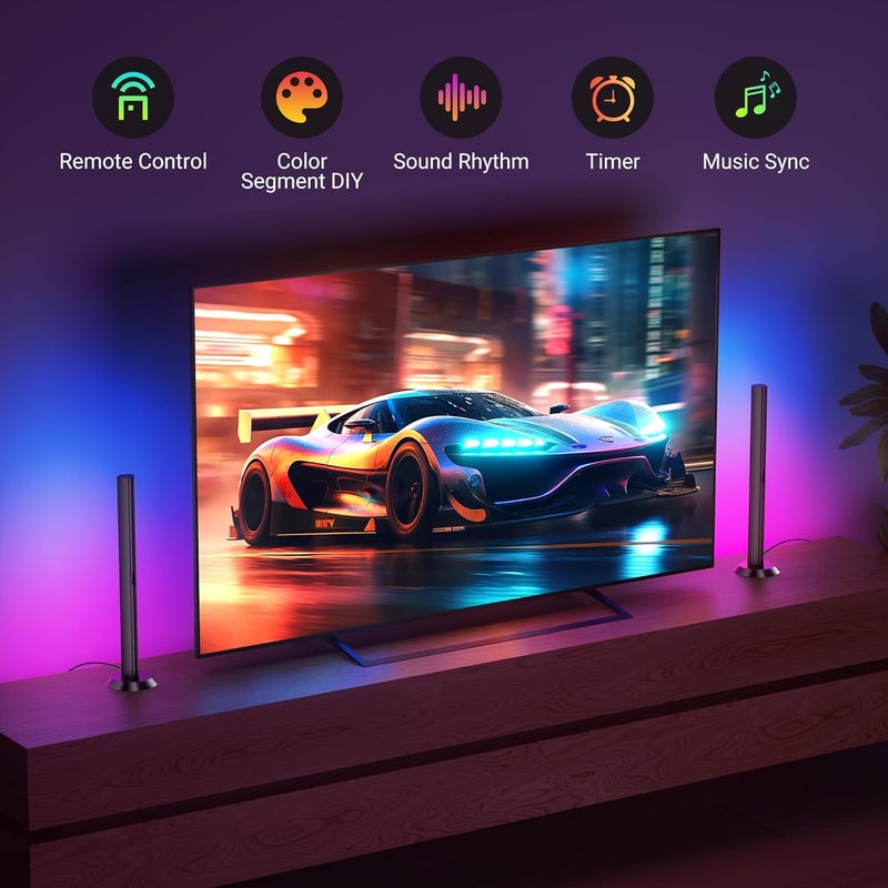 TJOY Smart Light Bars, Gaming Lights for Desk, 14 Inches, TV Backlight with Music Sync and Scene, RGB Light Bar, 60 Lumens, Ambient Lighting for PC, Game, Room Desk Decoration(Black) - Image 3